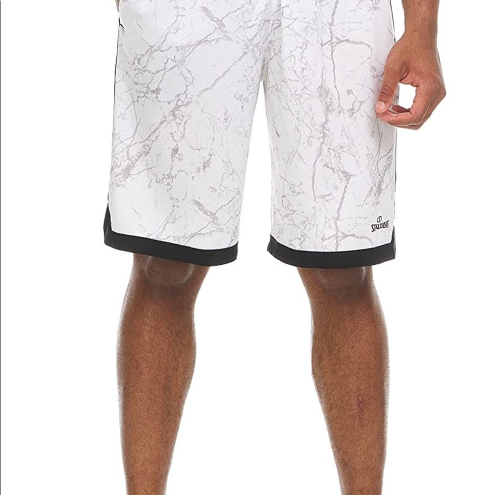 Spalding Mens Extreme Performance Basketball Shorts Large White Marble